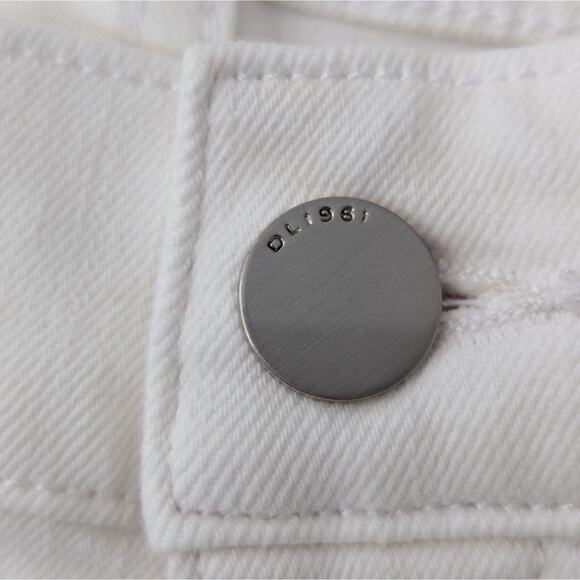 DL1961 Mara Straight High Rise Instasculpt White Jeans Raw Hem, Sz 27x27 - Picture 5 of 11